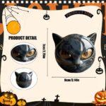 Black Cat Stone Sculpture,Figurine Handcrafted Look Resin Statue,with Amber Eyes... - Image 3