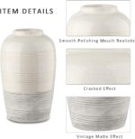 Ceramic Rustic Farmhouse Vase for Home Decor 9 inch Decorative Boho White Potter... - Image 6