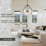 Glass Drum Chandelier for Dining Room 18'' Entryway Light Fixture 4-Light Kitche... - Image 7