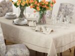 SARO LIFESTYLE Poly and Linen Blend Toscana Tablecloth with No Hemstitch Border,... - Image 3