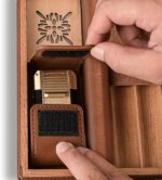 Double Opening Travel Cigar Humidor, Leather Cigar Case with Cedar Wood Lining &... - Image 4