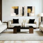 RZIGERNO 3 Pcs Black White and Gold Abstract Wall Art Modern Textured Framed Can... - Image 4