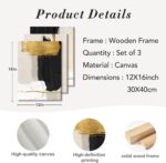 RZIGERNO 3 Pcs Black White and Gold Abstract Wall Art Modern Textured Framed Can... - Image 6