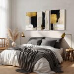 RZIGERNO 3 Pcs Black White and Gold Abstract Wall Art Modern Textured Framed Can... - Image 7