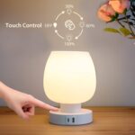 Touch Bedside Table Lamp - Small Lamp for Bedroom with USB C+A Charging Ports 3 ... - Image 3