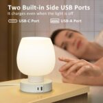 Touch Bedside Table Lamp - Small Lamp for Bedroom with USB C+A Charging Ports 3 ... - Image 4