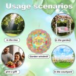 10x10 Inch Wind Spinner Outdoor Hanging Colorful Dragonfly Floral Sunburst Metal... - Image 7