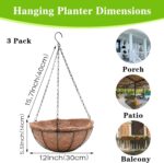 EIMQUVW Metal Hanging Planters Basket Set of 3 Hanging Flower Pots 12 Inch Chain... - Image 5