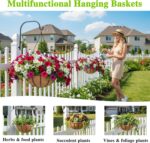 EIMQUVW Metal Hanging Planters Basket Set of 3 Hanging Flower Pots 12 Inch Chain... - Image 7