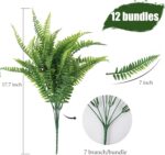 RECUTMS 12 Bundles Fake Boston Fern Large Artificial Plants Indoor UV Resistant ... - Image 3