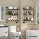 Helsin 3 Tier Industrial Pipe Shelf Rustic Wood Floating Shelves,Wall Display Bo... - Image 3