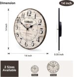 14 Inch Retro Vintage French Country Style Round Wooden Wall Clock Silent Batter... - Image 3
