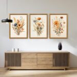 Framed Vintage Wildflower Canvas Wall Art Set of 3 Floral Country Farmhouse Wate... - Image 5