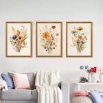 Framed Vintage Wildflower Canvas Wall Art Set of 3 Floral Country Farmhouse Wate... - Image 6