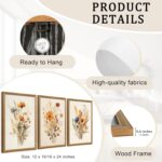 Framed Vintage Wildflower Canvas Wall Art Set of 3 Floral Country Farmhouse Wate... - Image 7