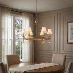 ALOADECOR 6-Light W34 Inch Warm Brass Statement Chandelier with White Pleated Fa... - Image 10