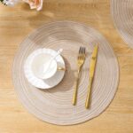 SHACOS Round Placemats Set of 6 Cotton Polyester Braided Place Mats 15 inch Heat... - Image 3