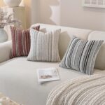 Throw Pillow Covers, Chenille Luxury Red Striped Pillow Case 20x12 Set of 2, Far... - Image 4