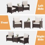 Shintenchi 3 Pieces Patio Furniture Set, PE Rattan Wicker 3 Pcs Patio Set, Outdo... - Image 5