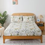 Zusbest Queen Sheet Set 100% Percale Cotton Green Floral Bed Sheet Set Yellow Fl... - Image 6