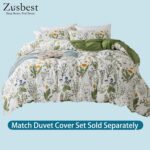 Zusbest Queen Sheet Set 100% Percale Cotton Green Floral Bed Sheet Set Yellow Fl... - Image 7