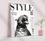 3Pcs Trendy Black and White Leopard Canvas Wall Art Vintage Newspeper Cheetah Wa... - Image 4
