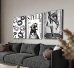 3Pcs Trendy Black and White Leopard Canvas Wall Art Vintage Newspeper Cheetah Wa... - Image 10