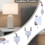 SOTTAE 23" Modern Ceramic Table Lamps with White Fabric Shade Set of 2, White Ta... - Image 4