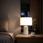 SOTTAE 23" Modern Ceramic Table Lamps with White Fabric Shade Set of 2, White Ta... - Image 6