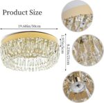 Deckrico Luxury Gold Crystal Chandelier Flush Mount Ceiling Light, 19.7" Modern ... - Image 3