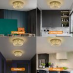 Deckrico Luxury Gold Crystal Chandelier Flush Mount Ceiling Light, 19.7" Modern ... - Image 4