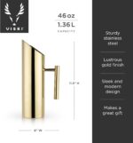 Viski Modern Stainless Steel Pitcher, Gold Plated Metal Carafe, Durable Cocktail... - Image 4