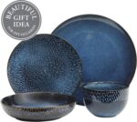 Gibson Elite Matisse 16-Piece Dinnerware Set – Double Bowl Reactive Glaze Ceream... - Image 5