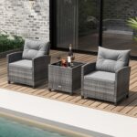 KOTEK 3 Piece Patio Furniture Set, Outdoor PE Rattan Conversation Set with Washa... - Image 3