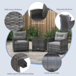 KOTEK 3 Piece Patio Furniture Set, Outdoor PE Rattan Conversation Set with Washa... - Image 4