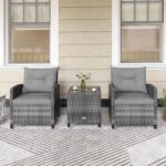 KOTEK 3 Piece Patio Furniture Set, Outdoor PE Rattan Conversation Set with Washa... - Image 8