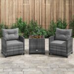 KOTEK 3 Piece Patio Furniture Set, Outdoor PE Rattan Conversation Set with Washa... - Image 9