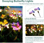 TONULAX Solar Garden Lights - 6 Pack Swaying Butterfly Light, Swaying in The Win... - Image 3