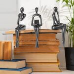 3PCS Thinker Statue Gold Decor Abstract Art Sculpture, Golden Resin Collectible ... - Image 4