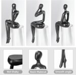 3PCS Thinker Statue Gold Decor Abstract Art Sculpture, Golden Resin Collectible ... - Image 7