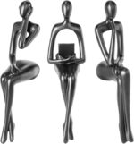 3PCS Thinker Statue Gold Decor Abstract Art Sculpture, Golden Resin Collectible ... - Image 8