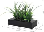 MyGift Artificial Green Grass Plants Potted in 9-inch Matte Black Wood Decorativ... - Image 5