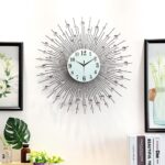 DYRABREST Modern Large Luxury Art Round Diamond Wall Pointer Clock Silent Quartz... - Image 4
