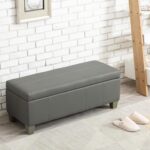Grey Faux Leather Ottoman with Storage, Rectangular Extra Long Storage Bench for... - Image 6