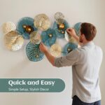 Lucky Monet 3D Large Metal Wall Art Decor for Living Room 51"x26" Stacked Flower... - Image 5
