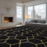 Large Rugs for Living Room, 8x10 Black Fluffy Bedroom Area Rug, Shag Geometric S... - Image 3