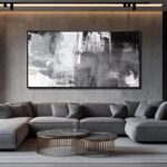 SOUGUAN Wall Art for Living Room Black and Grey Wall Decor 29x58 Inch Hand Paint... - Image 3