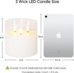 Eywamage 3 Wick Clear Glass Flameless Candle with Remote, Large Flickering LED B... - Image 3