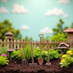 4 Pcs/Set Miniature Dollhouse Garden Tools 1:12 Mini Rusty Shovel Hoe and Pitchf... - Image 3