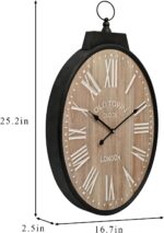 Large Oval Wall Clock 25 Inch, Rustic Farmhouse Wooden Decorative Clock with Bla... - Image 4
